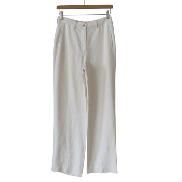 Donna Karan Pants - Donna Karan New York Cream Trousers Pants 4 Acetate Linen Straight Quiet Luxury